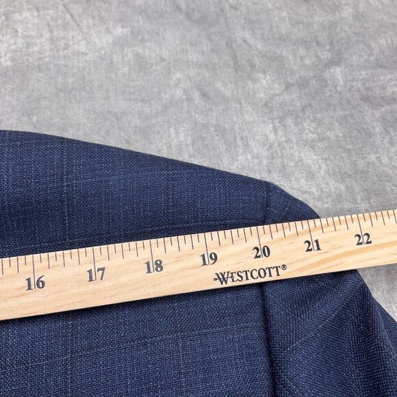 Joseph Abboud Blazer Men 42 Blue Window‎ Pane Plaid Classic Jacket Union USA VTG - Picture 7 of 13